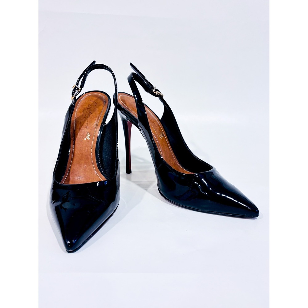 L'INTERVALLE Black patent slingback heels |‎ Pointed stiletto | Size 5